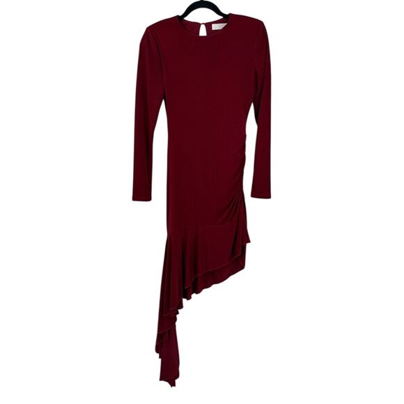 ASTR the Label dress Asymmetric Ruffle Hem burgundy size Small S - Picture 1 of 7